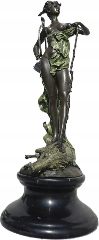 Figura Szobor Luxus Diana Bronz Istennő Vaddisznó Meztelenség