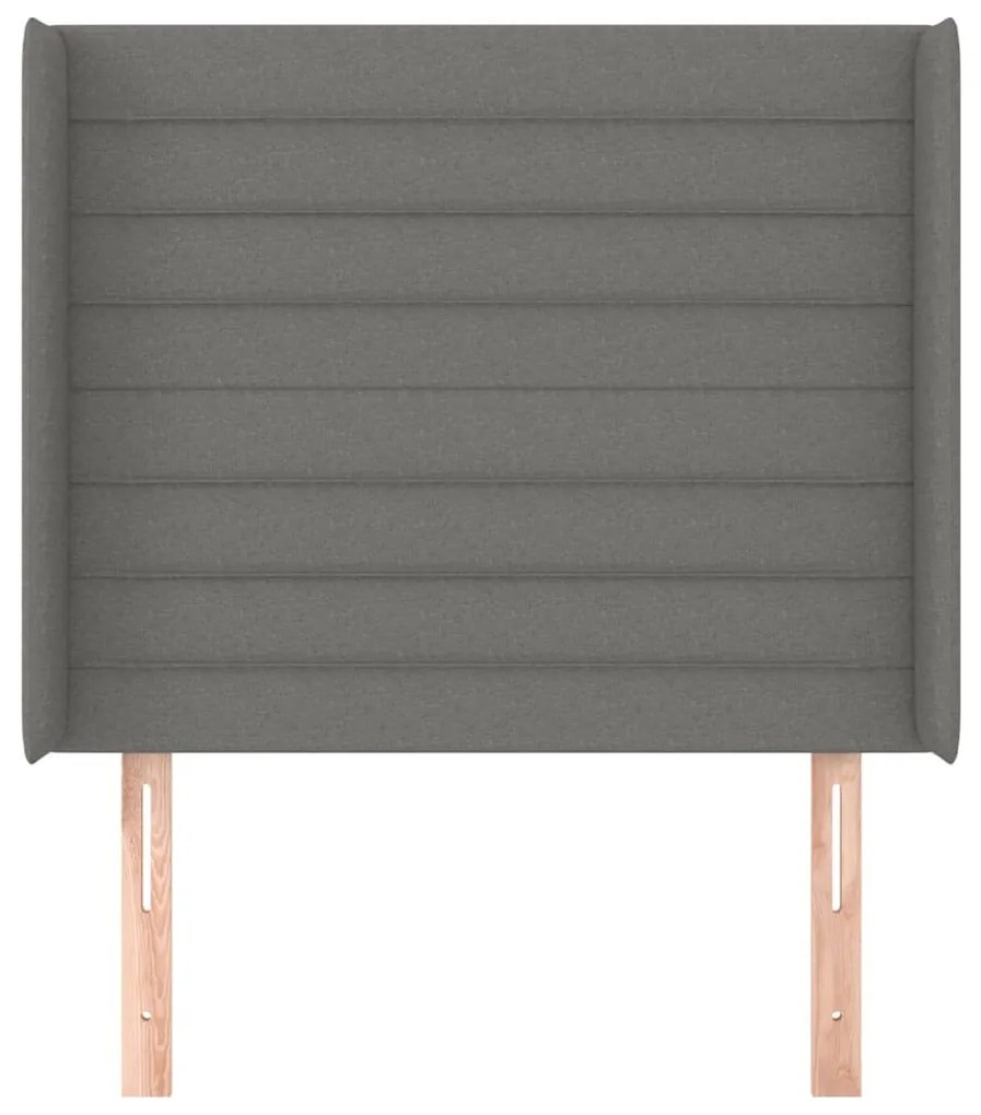sötétszürke szövet fejtámla szárnyakkal 103x16x118/128 cm