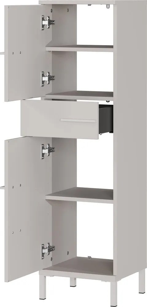 Krémszínű matt magas-keskeny fürdőszoba szekrény 34x123 cm Laurino – Germania