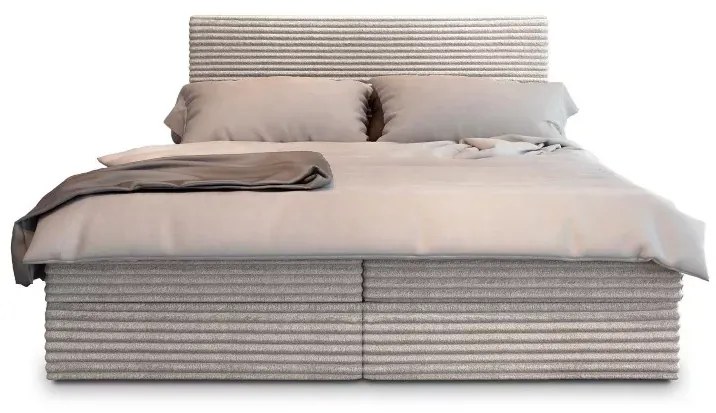 Kárpitozott boxspring ágy ISPIRA 140x200 cm krém színű Matrac: Bonell rugós matrac