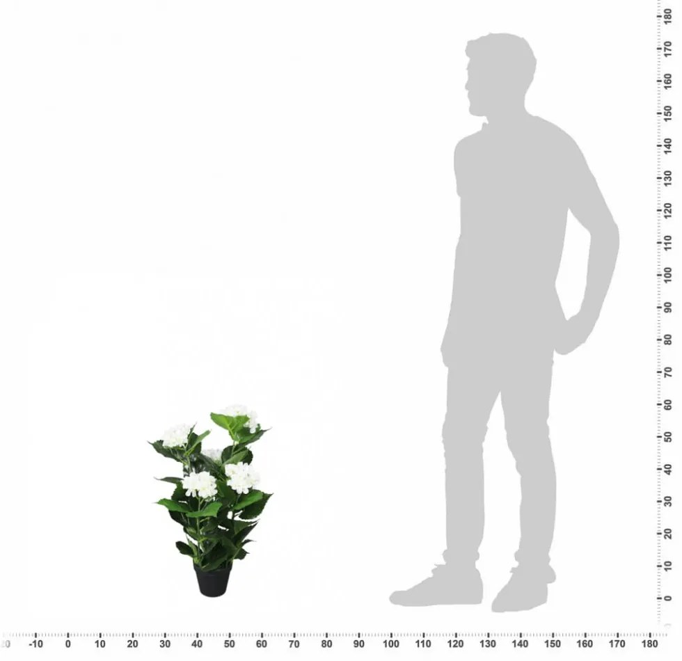 műhortenzia virágcseréppel 60 cm fehér