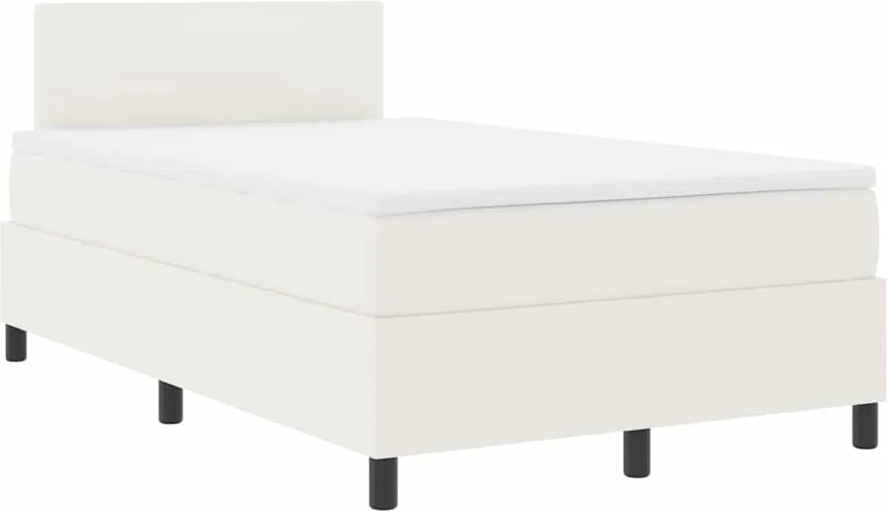 vidaXL Boxrugós ágy Krém és fehér 120 x 190 cm Bársonyos szövet