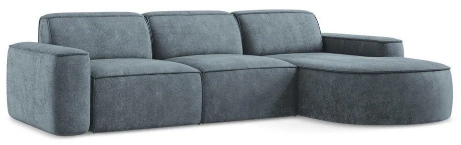 Szürkéskék zsenília sarokkanapé (jobb oldali-heverő résszel) Omao – Makamii