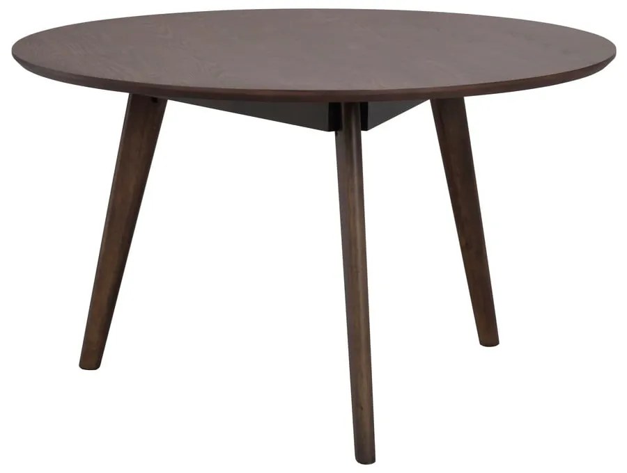 Sötétbarna dohányzóasztal tölgyfa dekorral ø 90 cm Yumi – Rowico