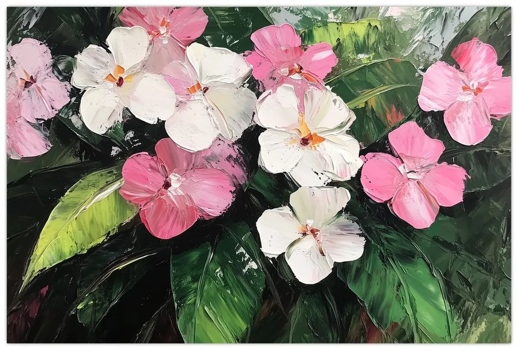 Kép - Rózsaszín és fehér virágok (90x60 cm)