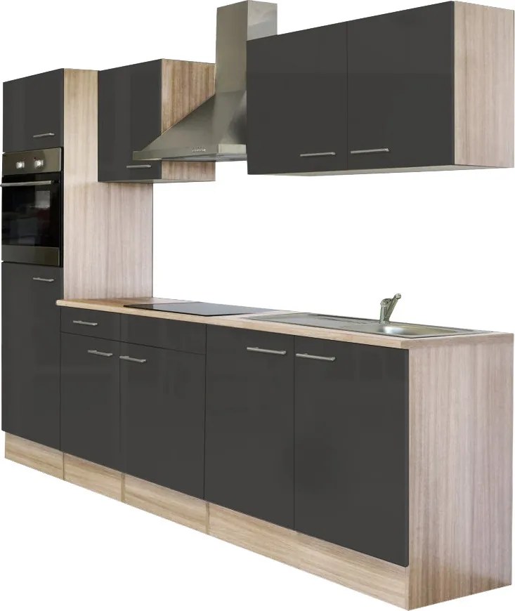 Yorki 270 konyhabútor sonoma tölgy korpusszal, selyemfényű antracit fronttal