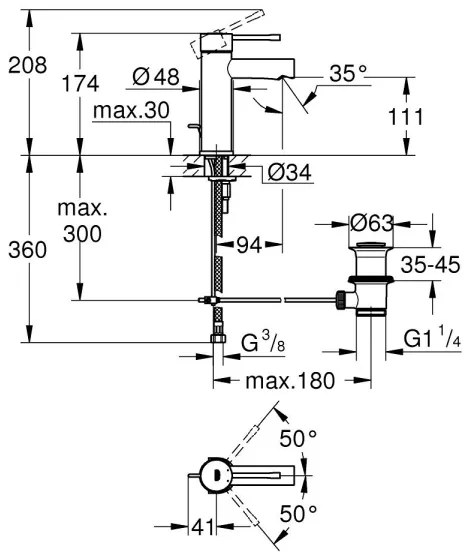 GROHE 32898001 - ESSENCE mosdócsaptelep DN 15, fényes króm