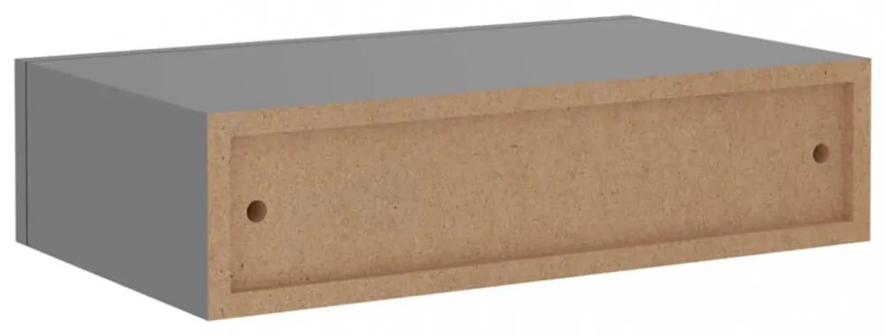 2 db szürke MDF falra szerelhető fiókos polc 40 x 23,5 x 10 cm