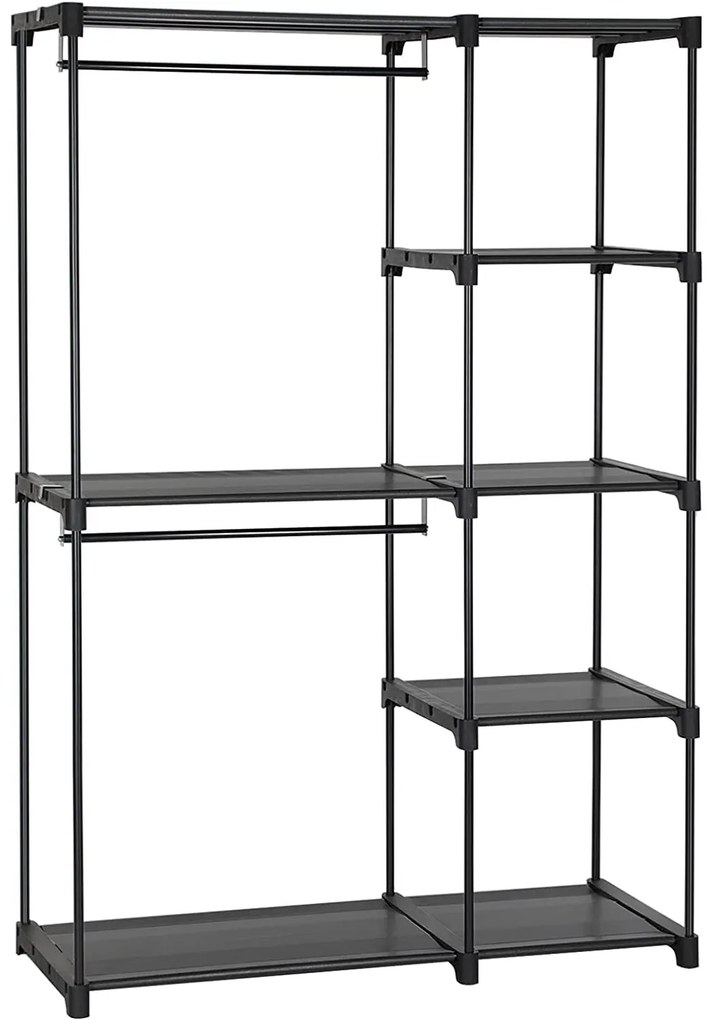 Szabadon álló gardrób, összecsukható szekrény, 112 x 165 x 43 cm, fekete