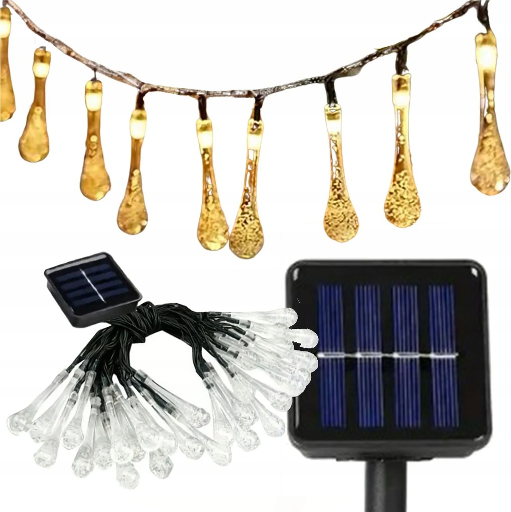 Napelemes LED-es kerti fényfüzér erkélyre 40 izzó 6 m