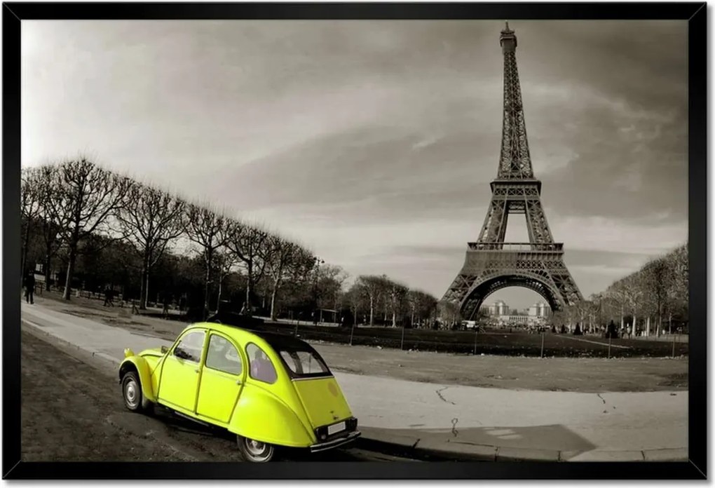 Poszterek keretben 60x40 Sárga autó Franciaországban