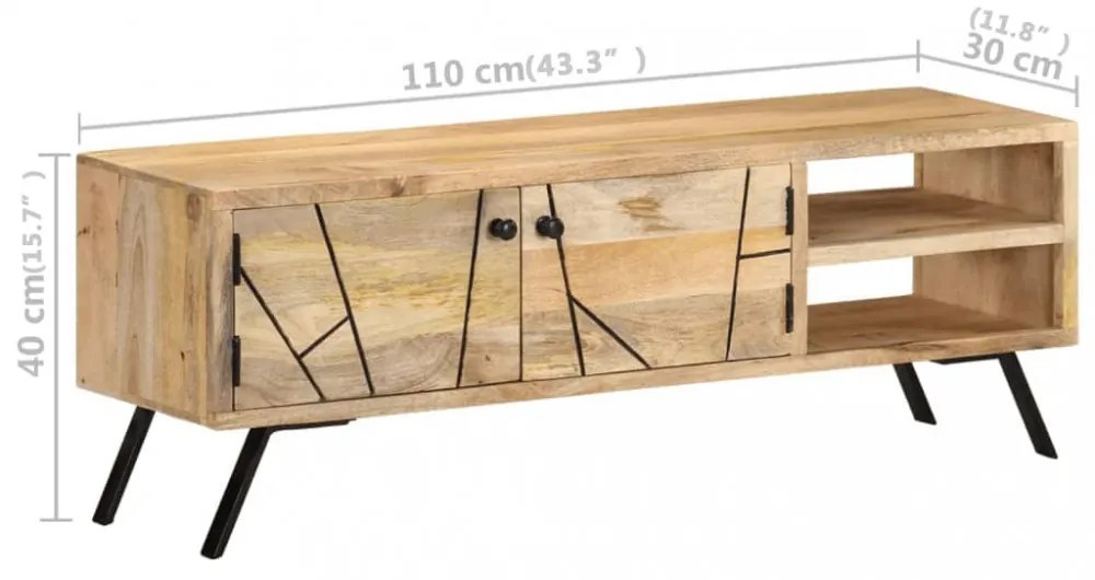 tömör mangófa TV-szekrény 110 x 30 x 40 cm