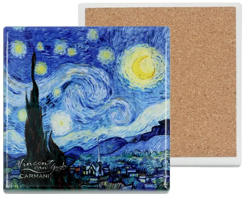 Kerámia poháralátét parafa aljjal Van Gogh Csillagos éj
