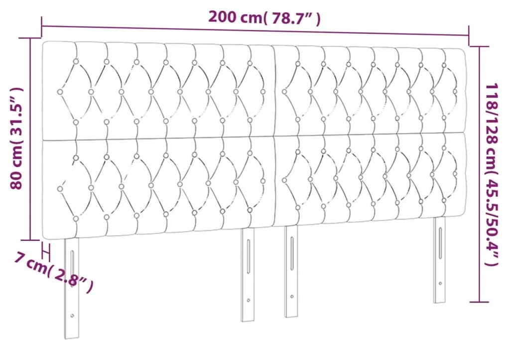 4 db sötétkék bársony fejtámla 100x7x78/88 cm