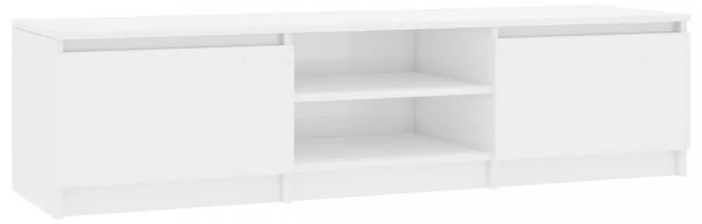 magasfényű fehér szerelt fa TV-szekrény 140 x 40 x 35,5 cm