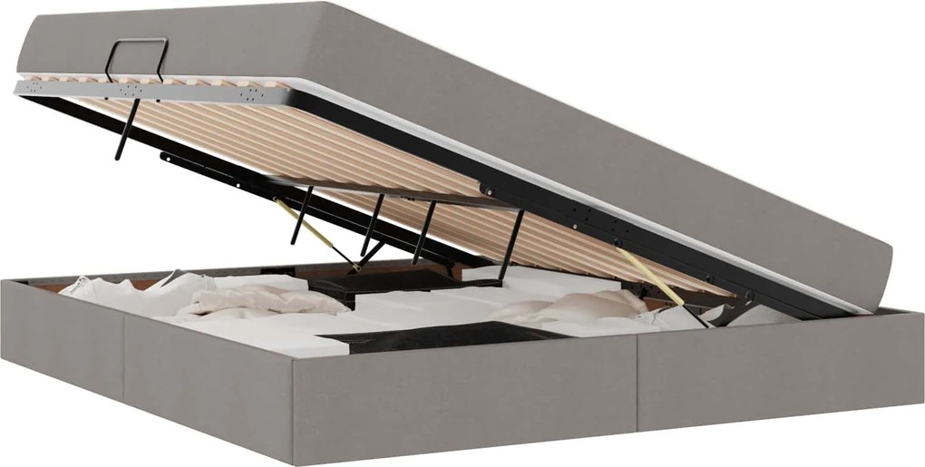 vidaXL Ágy tárolóval és matraccal Tópszínű 160 x 200 cm Poliészter