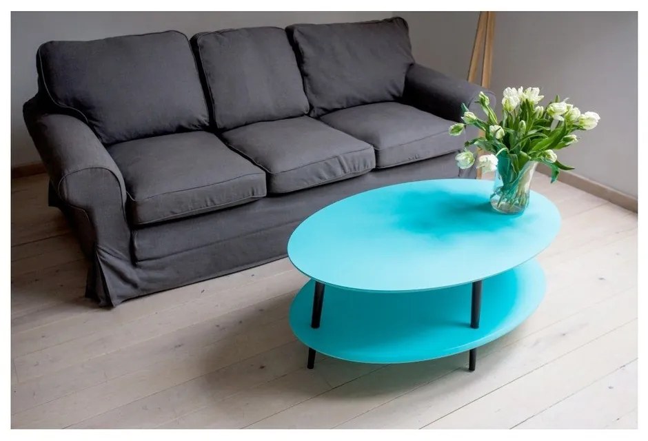 OVO fehér dohányzóasztal alsó polccal - Ragaba