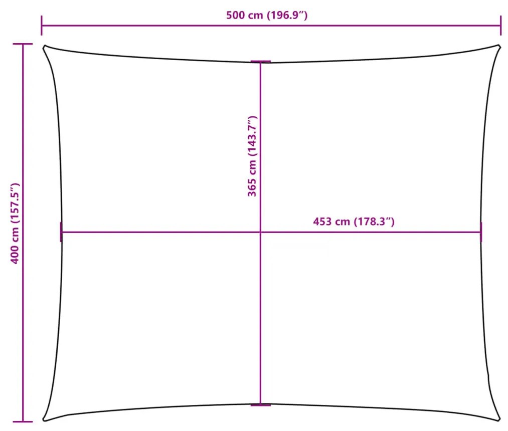 fehér téglalap alakú oxford-szövet napvitorla 4 x 5 m