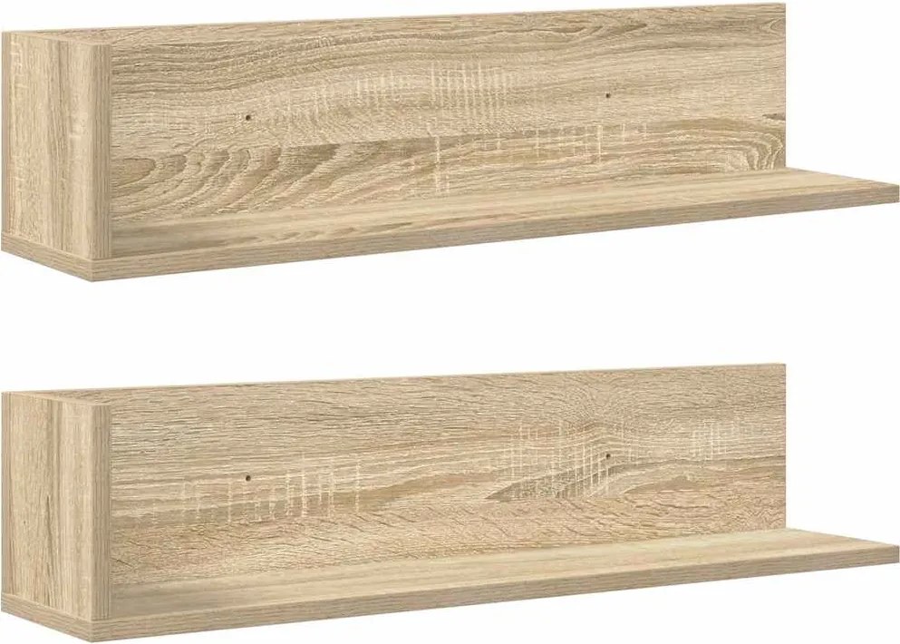 vidaXL 2 db sonoma tölgy színű szerelt fa fali polc 75 x 16,5 x 16,5cm