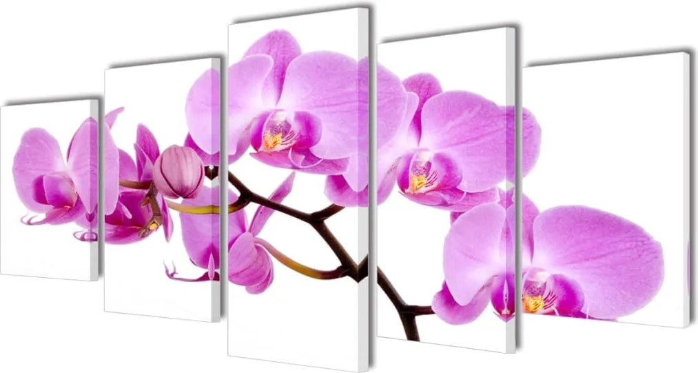 vidaXL Vászon falikép szett orchidea 100 x 50 cm