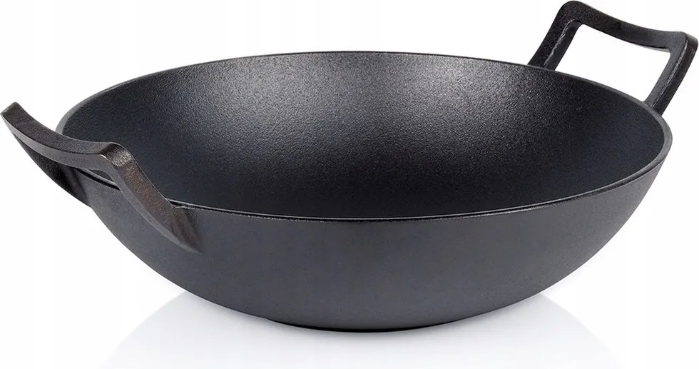 Wok Öntöttvas Mély Serpenyő Ázsiai ételek párolásához 36 cm