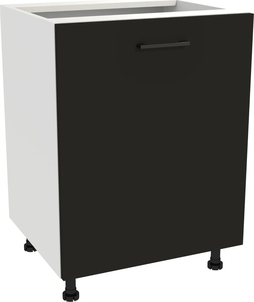 Konyhaszekrény alsó 60 Capri korpusz fehér front fekete matt