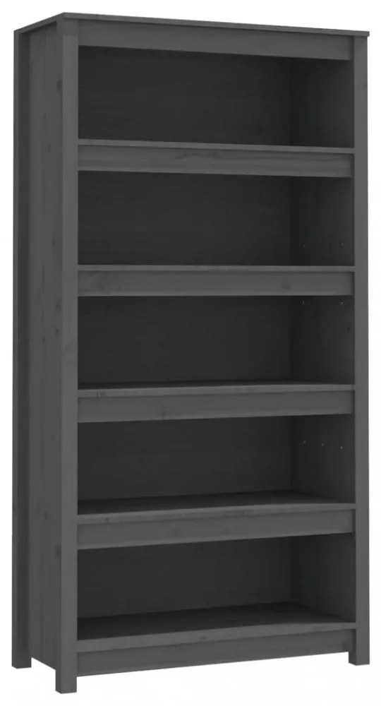 szürke tömör fenyőfa könyvszekrény 80x35x154 cm