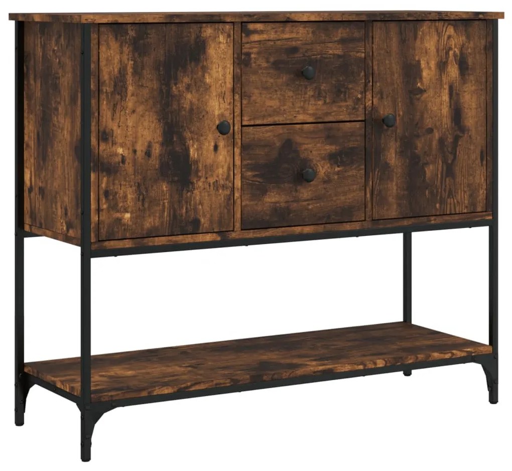 füstös tölgy színű szerelt fa tálalószekrény 100 x 36 x 85 cm