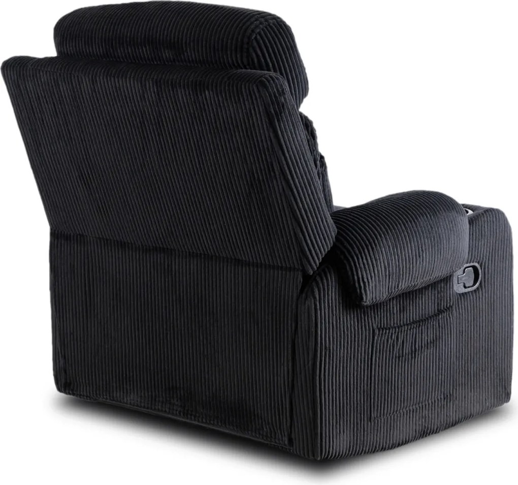 Dönthető fotel fekete kordbársony, TORRES