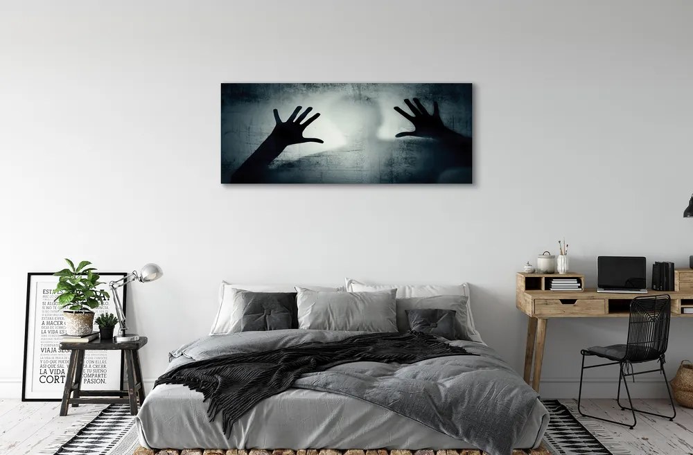 Canvas képek Árnyék kezek és a fej formáját 125x50 cm