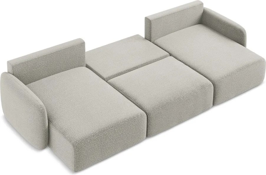 Világosszürke kinyitható-tárolóhelyes sarokkanapé Kalena – Makamii