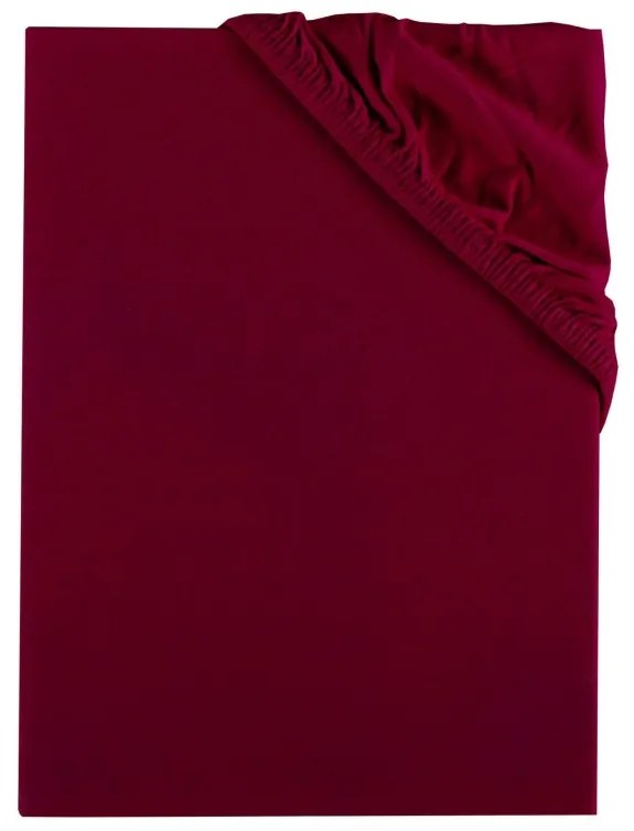 EMI bordó 100% pamutjersey gumis lepedő, Kaliforniai király vitorla 180x210