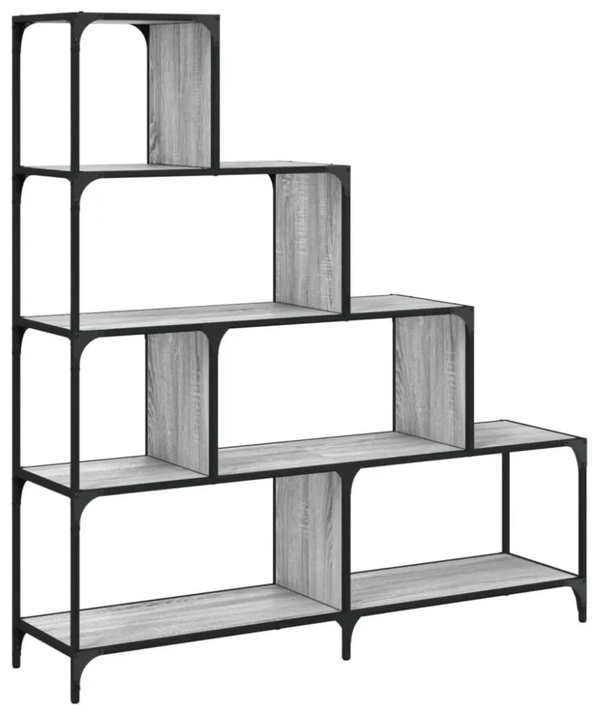 4 szintes szürke sonoma szerelt fa könyvespolc 139x33,5x149 cm