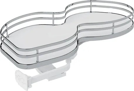 Konyhai fémrács, sarokszekrénybe, balos, Nuvola vesetál, króm-fehér,  800mm, 400mm ajtó szélesség, Sige Infinity Plus 371