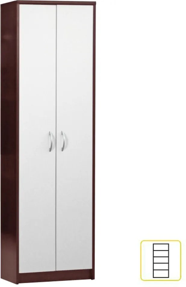 Polcos szekrény, wenge, fehér, MECKI