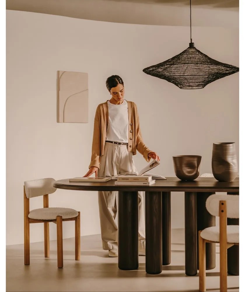 Étkezőasztal kőrisfa dekorral 105x220 cm Mailen – Kave Home