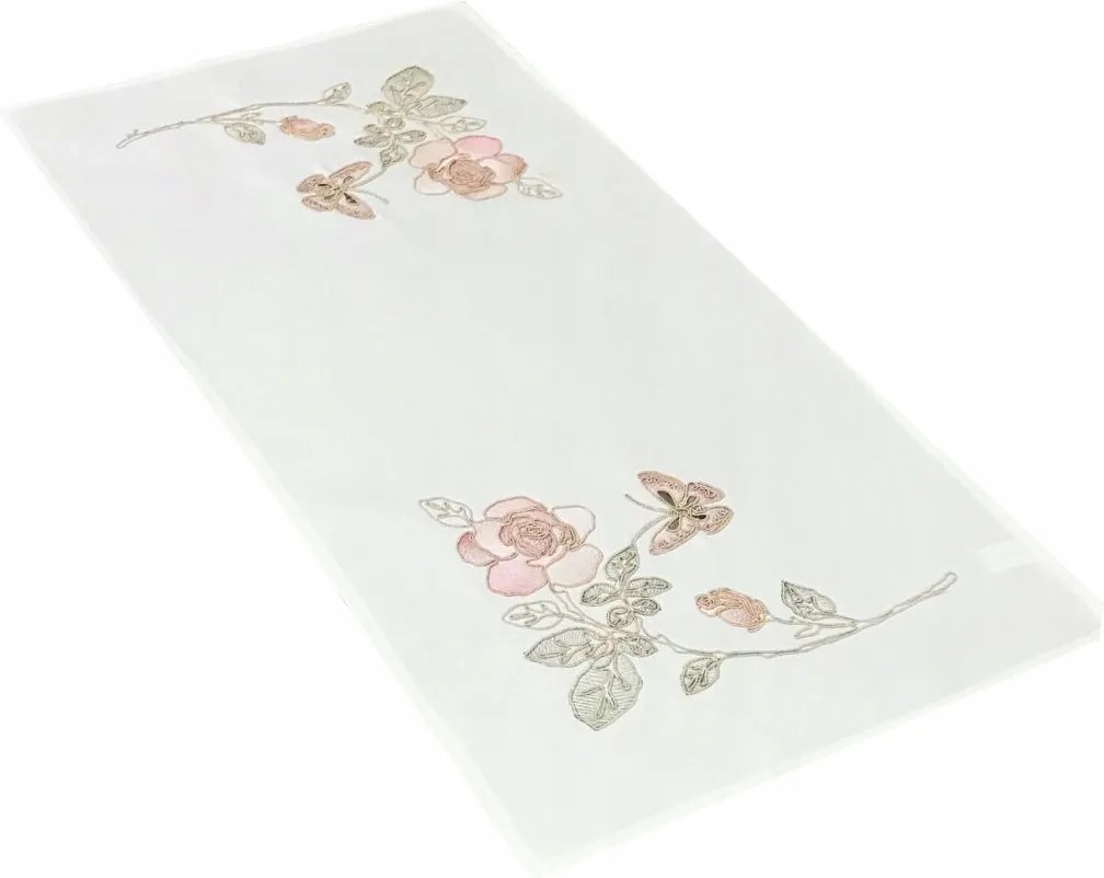 Asztali Futófelület 40x240 Fehér Dekoratív Virágok