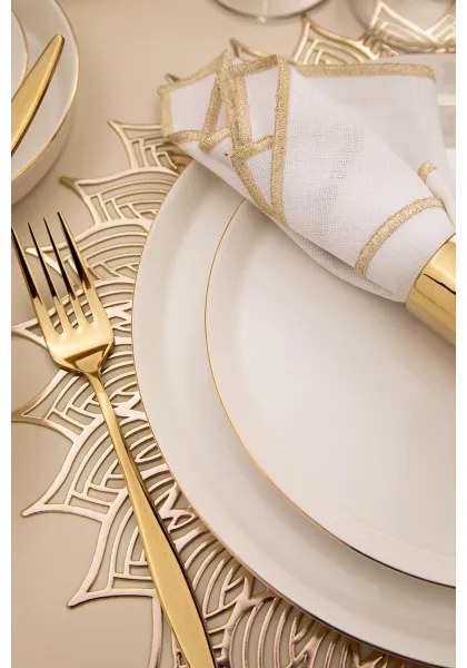 26 darabos porcelán étkészlet, fehér/arany