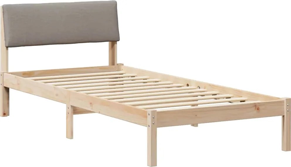 vidaXL Ágykeret fejtámlával Barna és taupe 100 x 200 cm Tömör fenyőfa