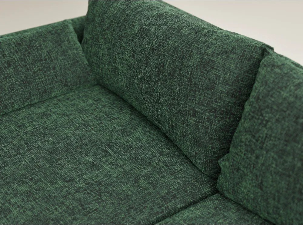 Sötétzöld zsenília kinyitható-tárolóhelyes sarokkanapé (jobb oldali-heverő résszel) Leon – Maison de Rêve