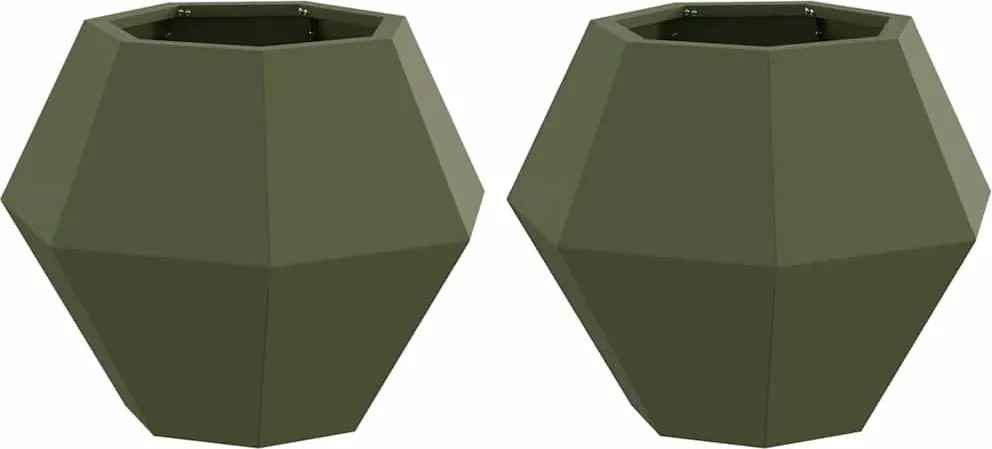 vidaXL Növénytartó 2 pcs Olajzöld 50 x 50 x 40 cm Acél