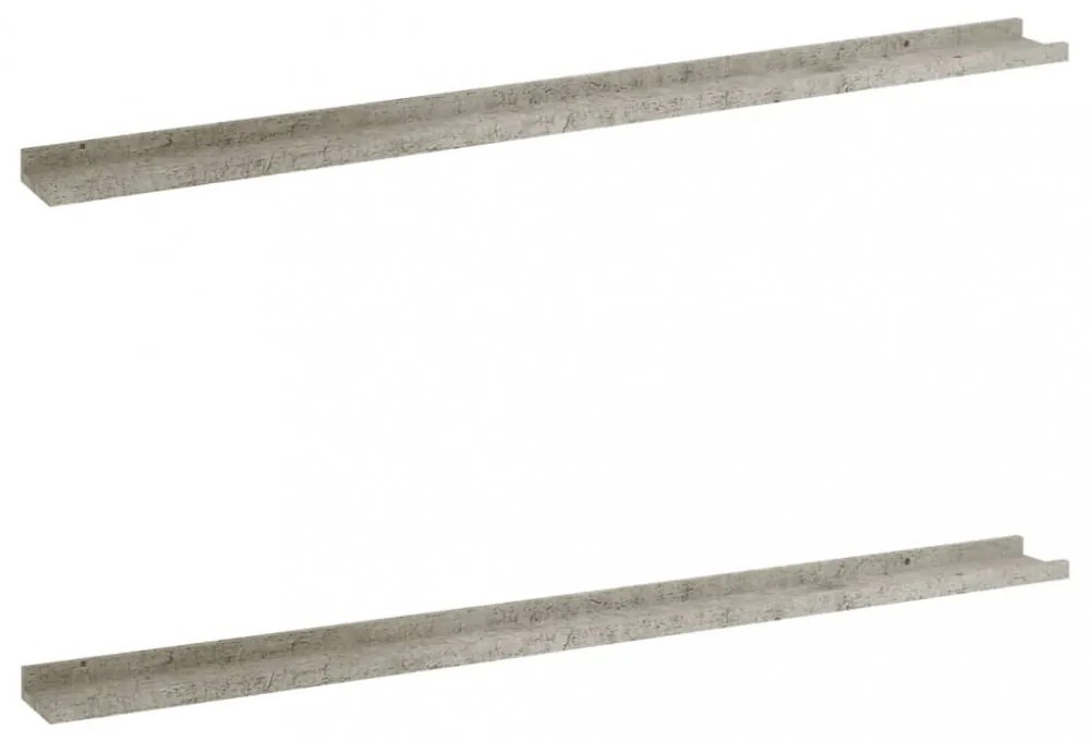 2 db betonszürke fali polc 115 x 9 x 3 cm
