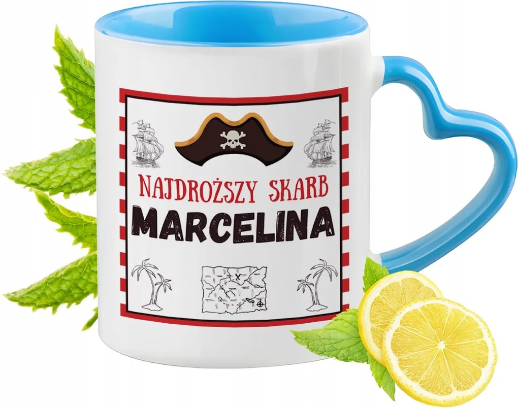 Kék bögre szív alakú füllel Marcelina számára Ideális Ajándék