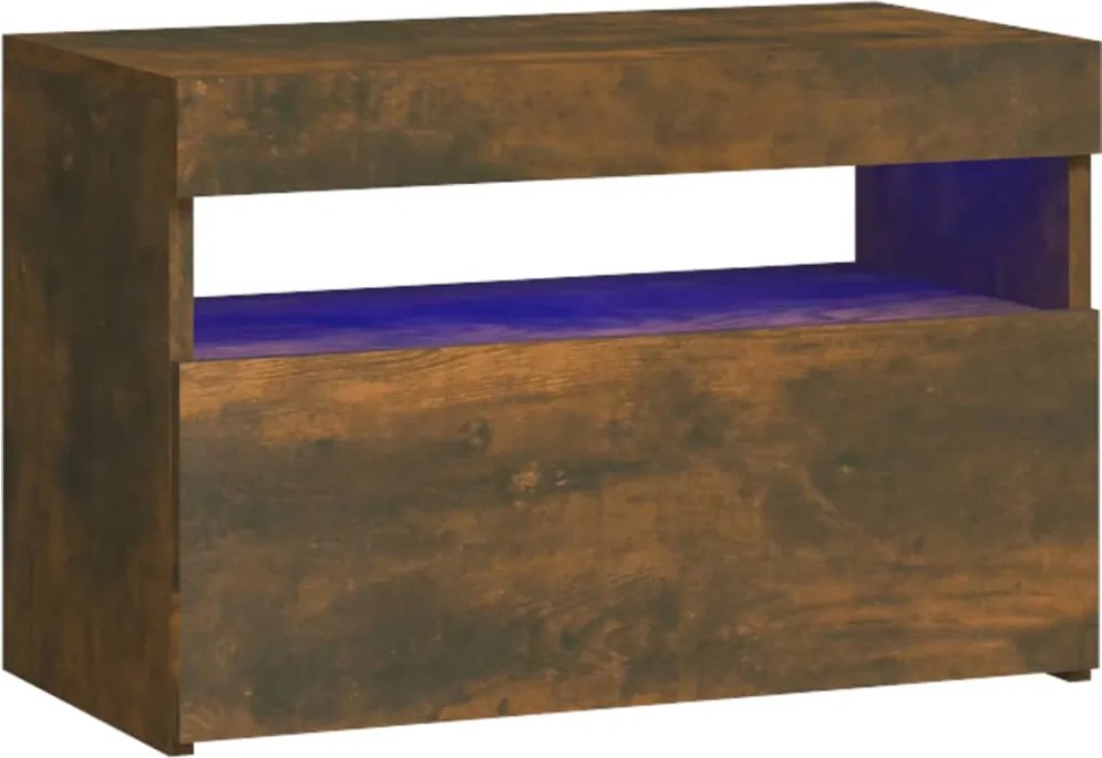vidaXL füstös tölgy színű éjjeliszekrény LED világítással 60x35x40 cm