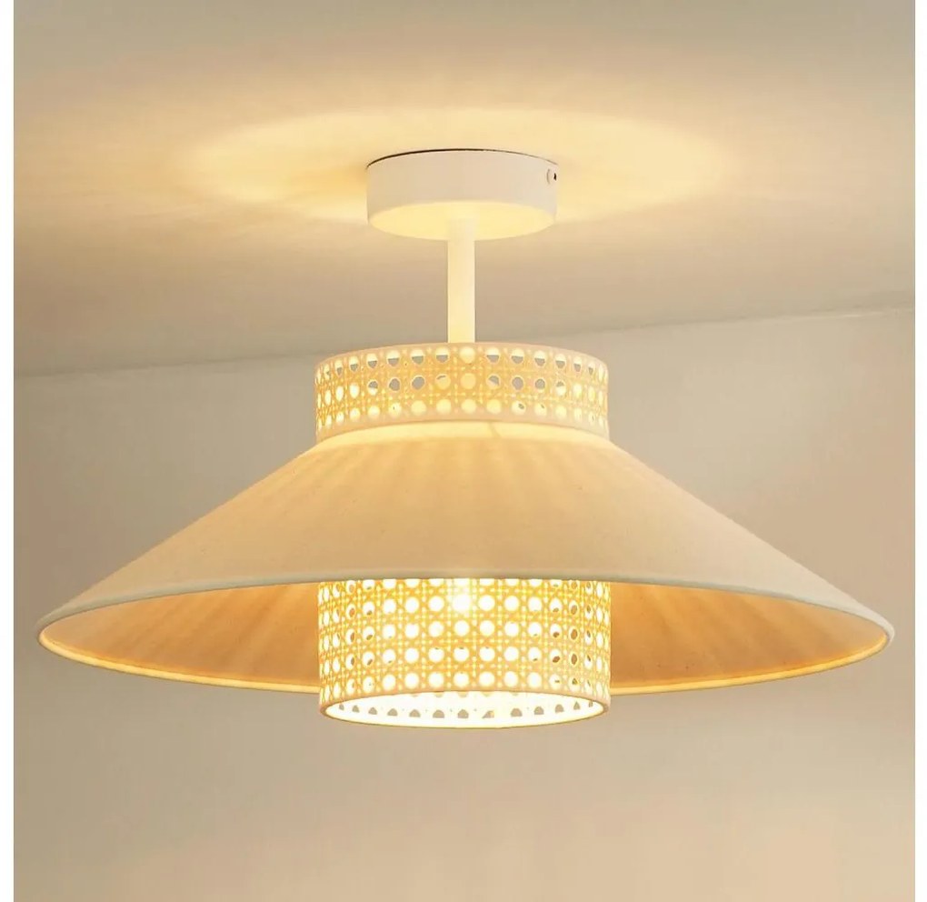 Duolla - Felületre szerelhető csillár RIO RATTAN 1xE27/15W/230V átm. 45 cm bézs/rattan