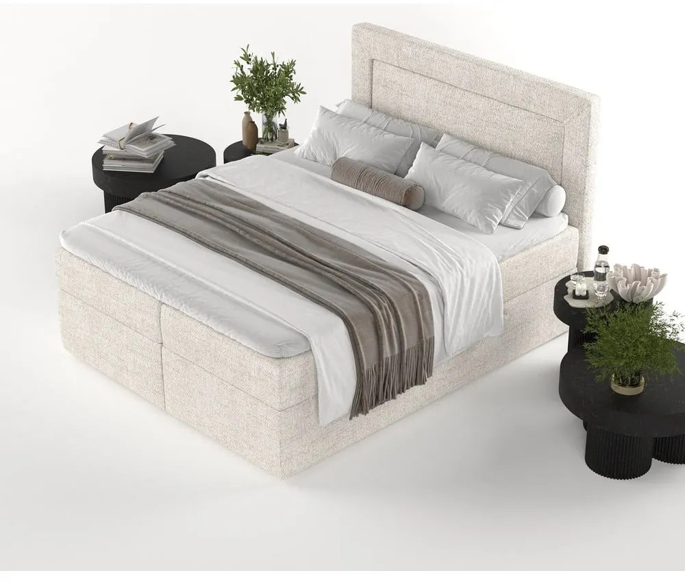 Krémszínű ágyneműtartós boxspring ágy 180x200 cm Imagine – Maison de Rêve