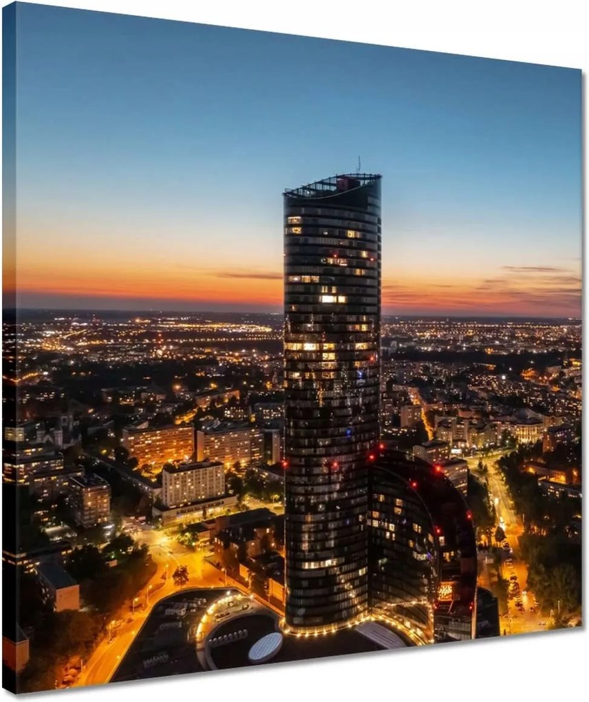 Vászonkép 40x40 Boroszló éjszakai panoráma