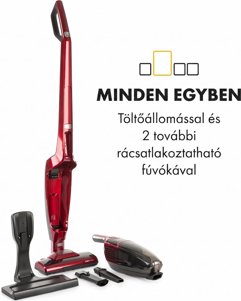 Klarstein TurboHybrid, porszívó, padló- és kézi porszívó, metál piros