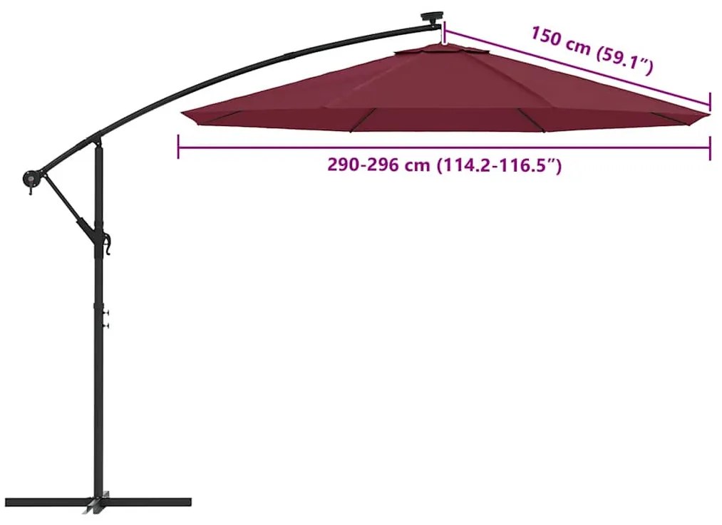 bordó konzolos napernyő csereponyva 300 cm
