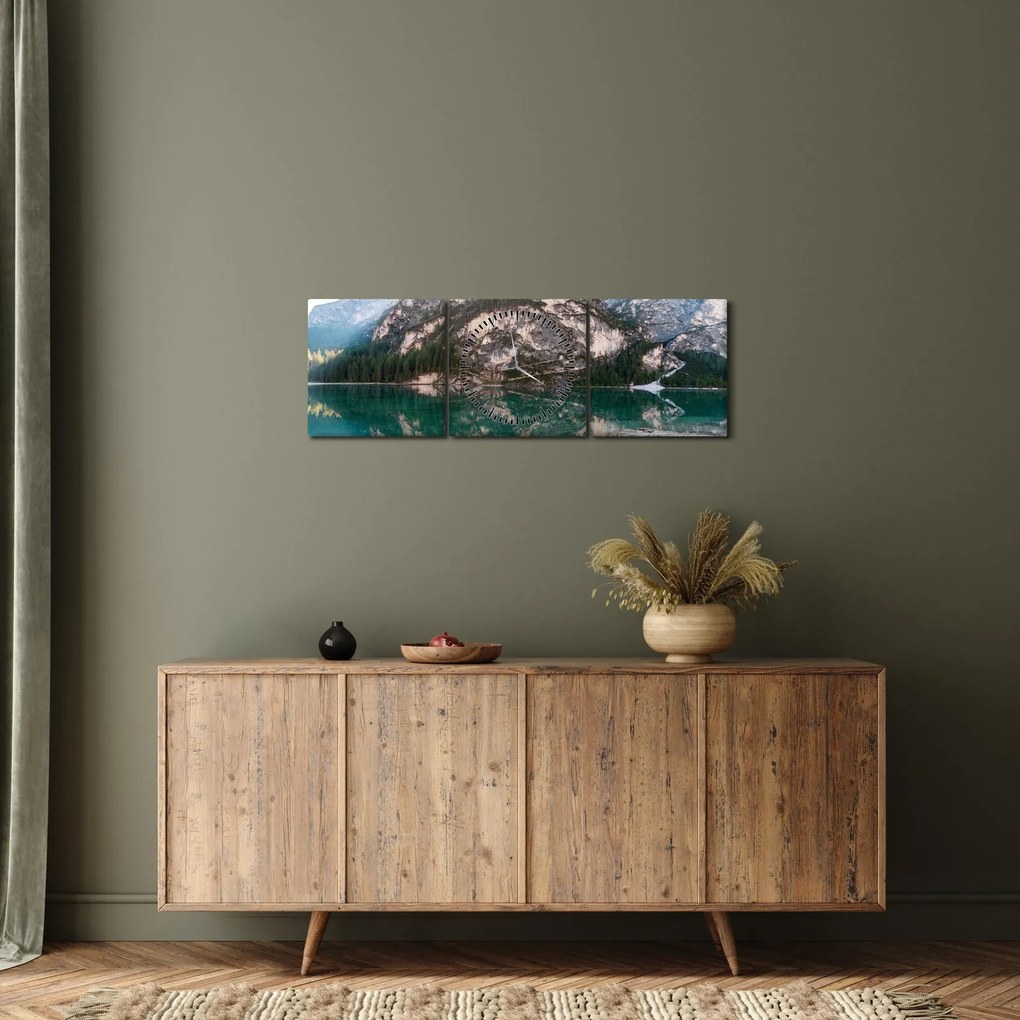 Kép egy hegyi tóról (órával) (90x30 cm)